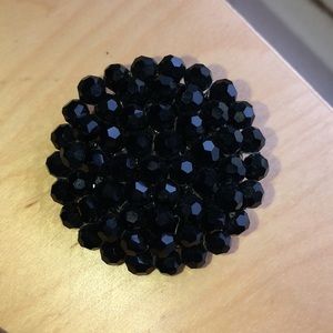Black beaded brooch vintage